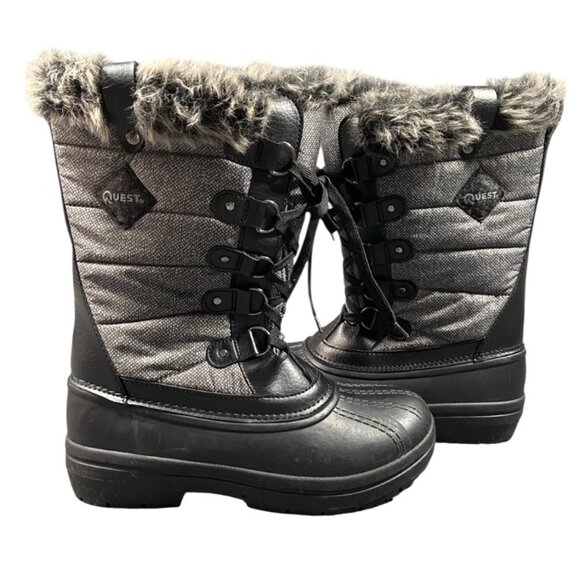 New Quest Powder Womens Size 8 Black/Grey Winter Boots Faux Fur NWT - Picture 10 of 13
